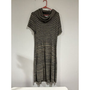 Womans Avenue 18-20 Cowl Neck Midi Sweater Dress Multi Color